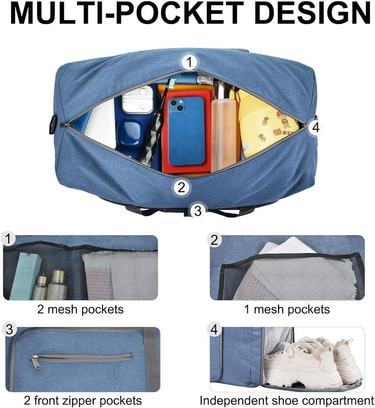 Duffle Bag Shoes Compartment Foldable Travel Waterproof Adjustable Strap Men5