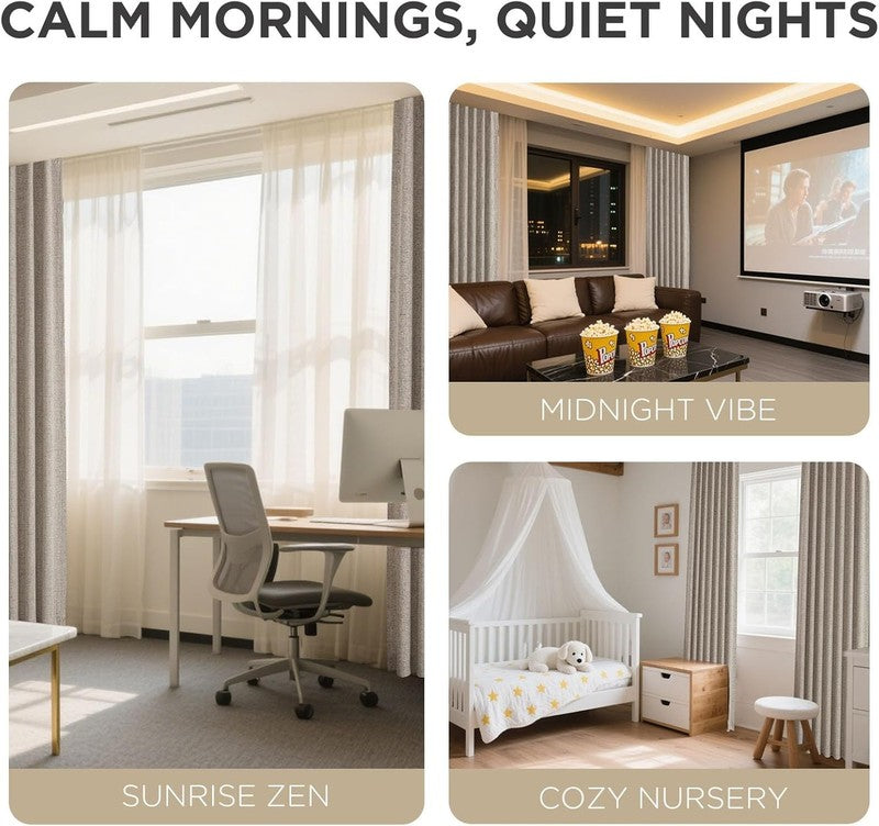 Blackout Curtains for Bedroom   Nature Linen 84 Inch Long 100% Light Blocking 2 7
