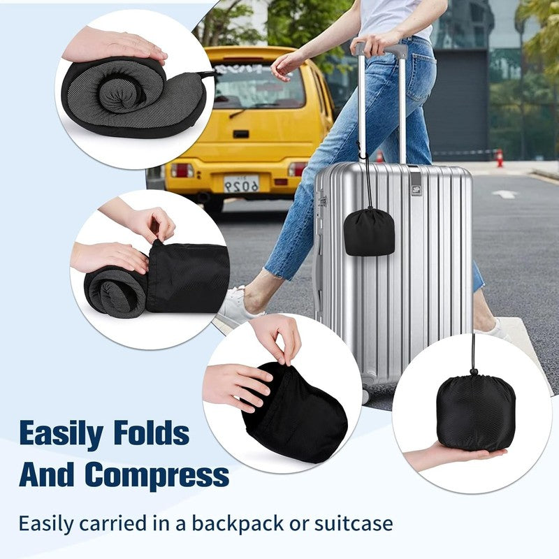 Memory Foam Travel Neck Pillow Set w/ Eye Mask, Earplugs, Bag – Airplane Use7