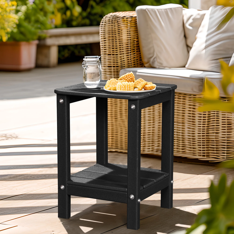 | Patio Garden Side Table with 2 Layer Storage,Outdoor End Tables for Your Adiro0