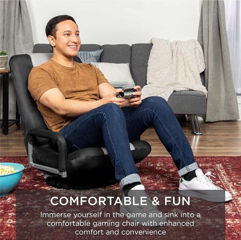 Gaming Floor Rocker Chair 360° Swivel, Lumbar Support Black/Gray6