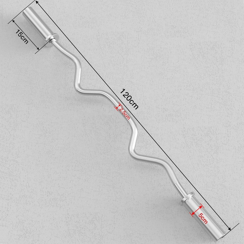 48" EZ Curl Barbell   Chrome Weightlifting Bar, 440lb Capacity, Silver Finish1