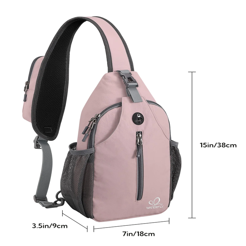 Unisex Hiking Travel Nylon Sling Bag Cross Body Shoulder Chest Bag,Pink2