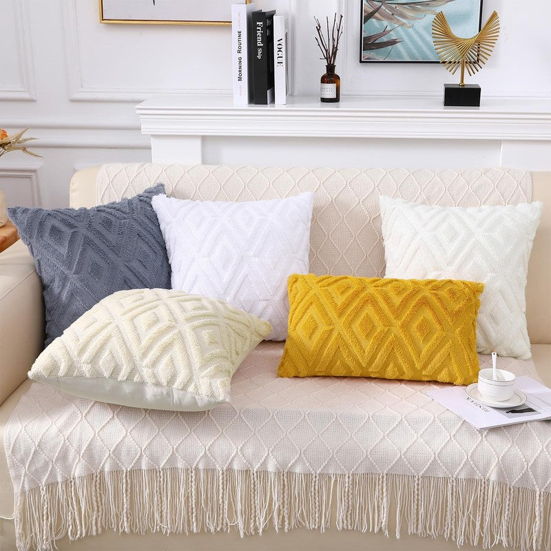 Set of 2 Decorative Throw Pillow Covers 18x18 Soft Cream White for Couch6