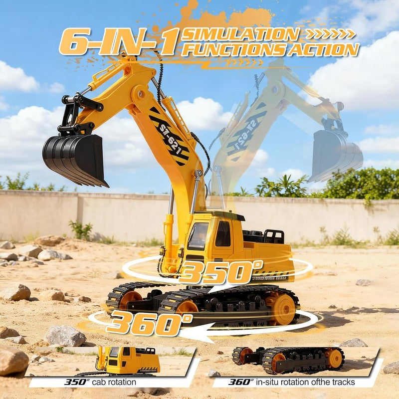 Remote Control Excavator Toy 2 Batteries RC Construction Sandbox Digger 3 14 Yrs1