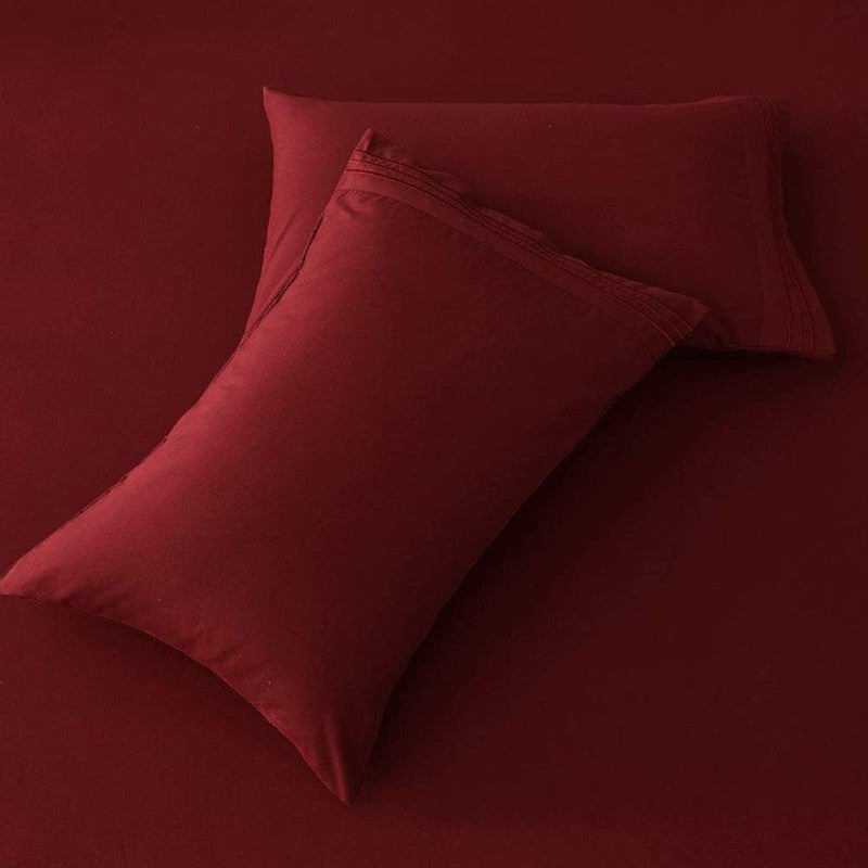 Luxury 1800 Thread Count Microfiber Bed Sheet Set, Burgundy, Queen, 4 Piece4