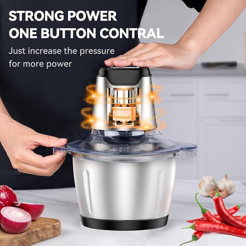 250W Mini Food Chopper 5-Cup Processor with 4 Blades, Stainless Steel1