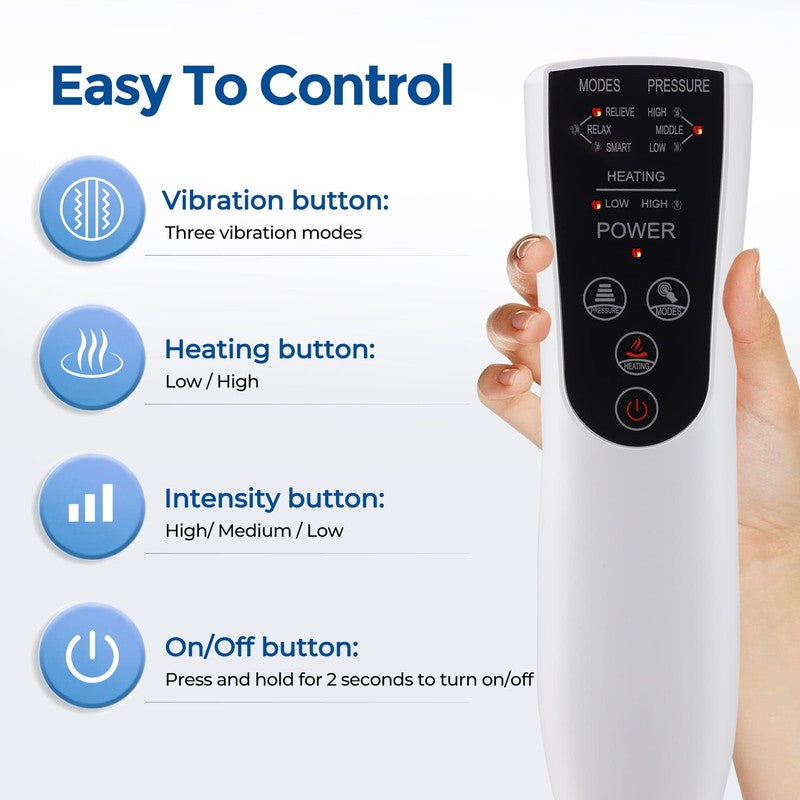 Heated Air Compression Leg Massager Boots Foot Calf Thigh 3 Modes4