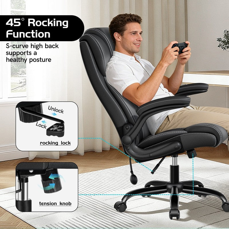 Big and Tall Office Chair 350LBS, Comfy Heavy Duty Executive Desk Chair with Adj4