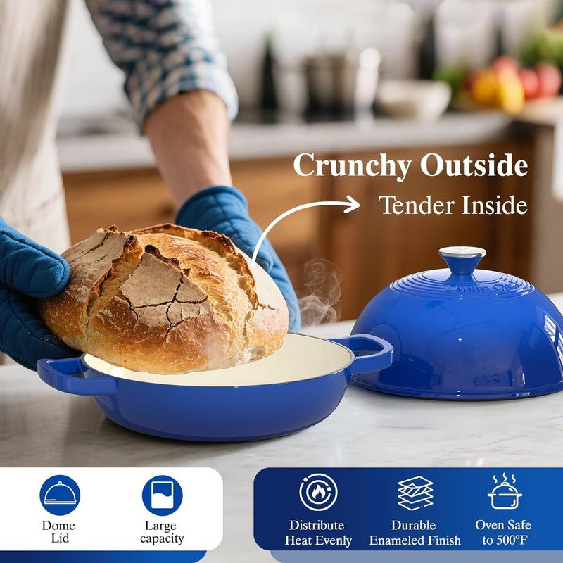 6QT Cast Iron Dutch Oven w/ Lid Sourdough Baking Dark Blue3