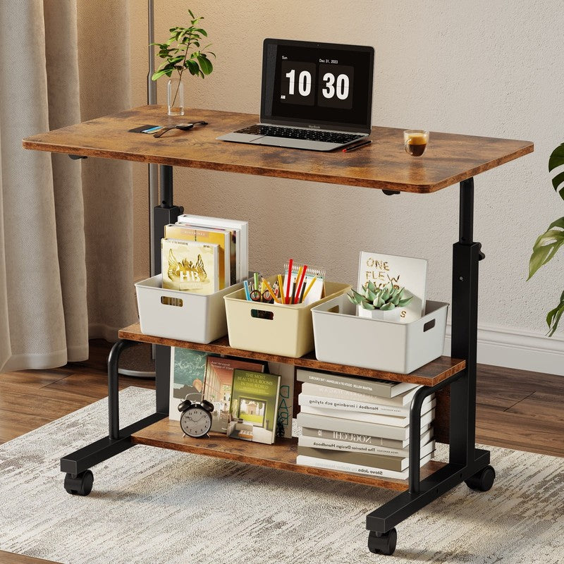 Height Adjustable Desk Standing Desk Small Desk for Small Spaces, Mobile Rolling7