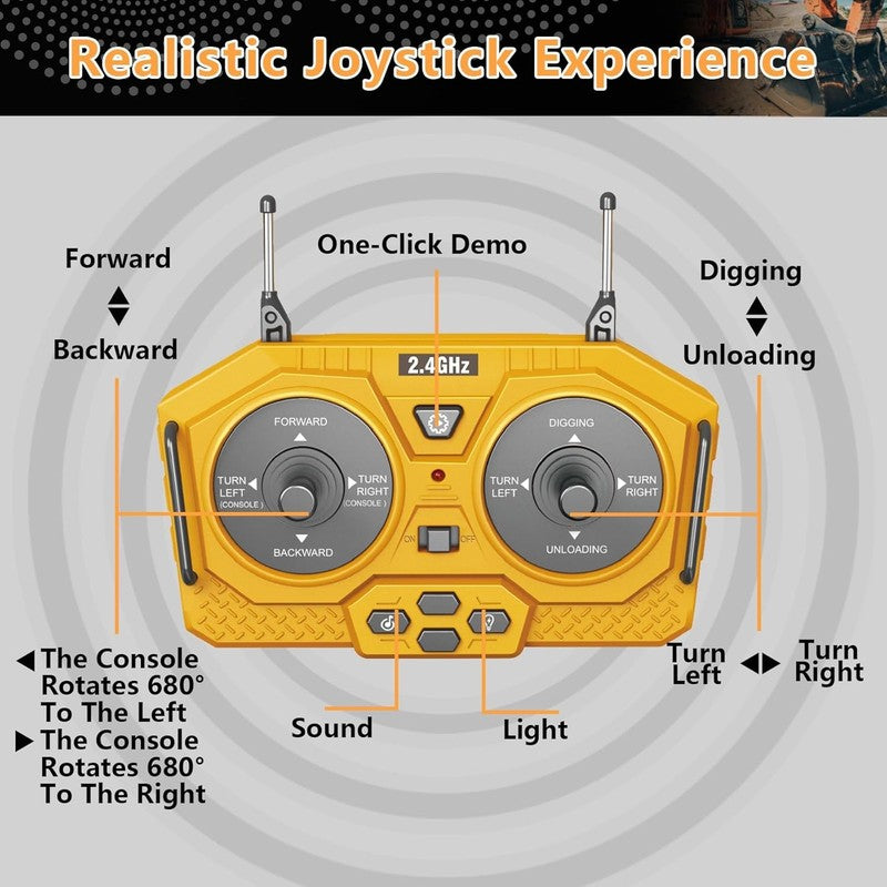 Remote Control Excavator Toy for 6-12 Yr Boys, Best Birthday Gifts for Kids 4-7 8