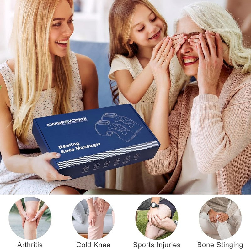 Cordless Knee Massager w/ Heat Vibration 4 Motors 6 Modes Pain Relief Blue7