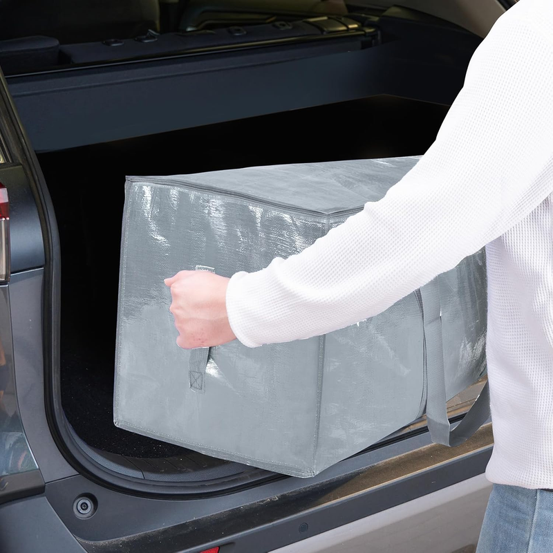 6 Pack Extra Large Heavy Duty Moving Bags Zipper Storage Totes Light Grey9
