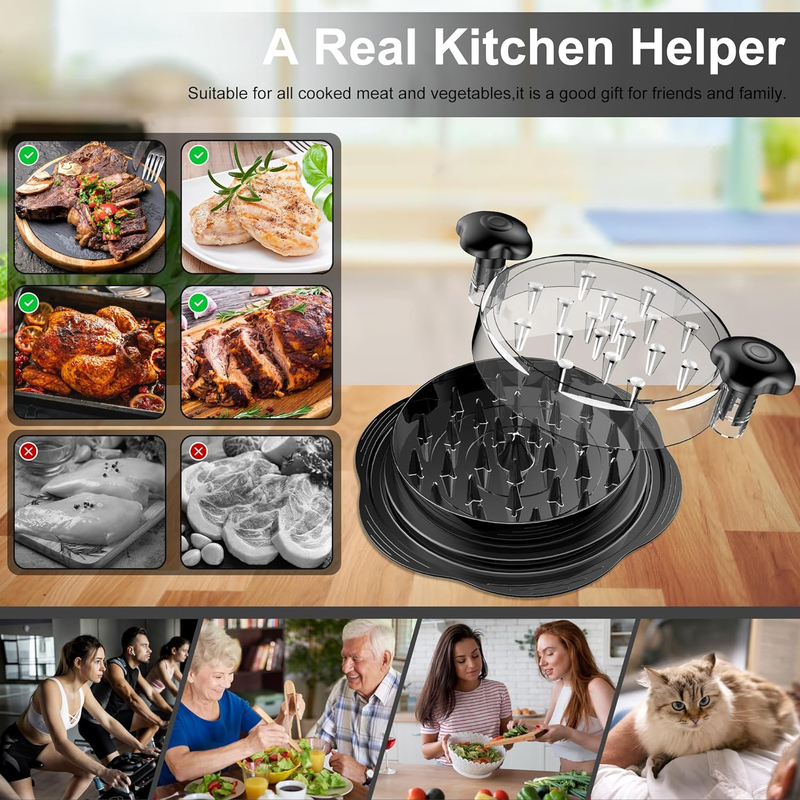 Chicken Shredder Tool Large Twist Meat Shredder BPA Free w/ Brush Fork4