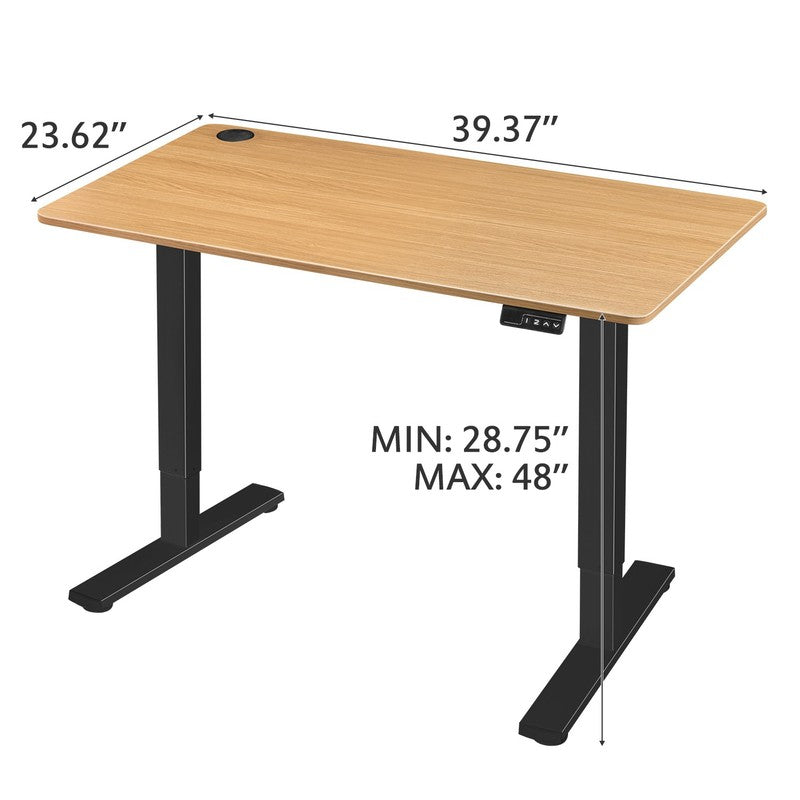 40"×24" Electric Height Adjustable Standing Desk T Shaped Metal Black/Wood5