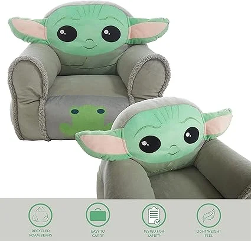 Star Wars the Mandolorian Baby Yoda Figural Kids Bean Chair, Grey4