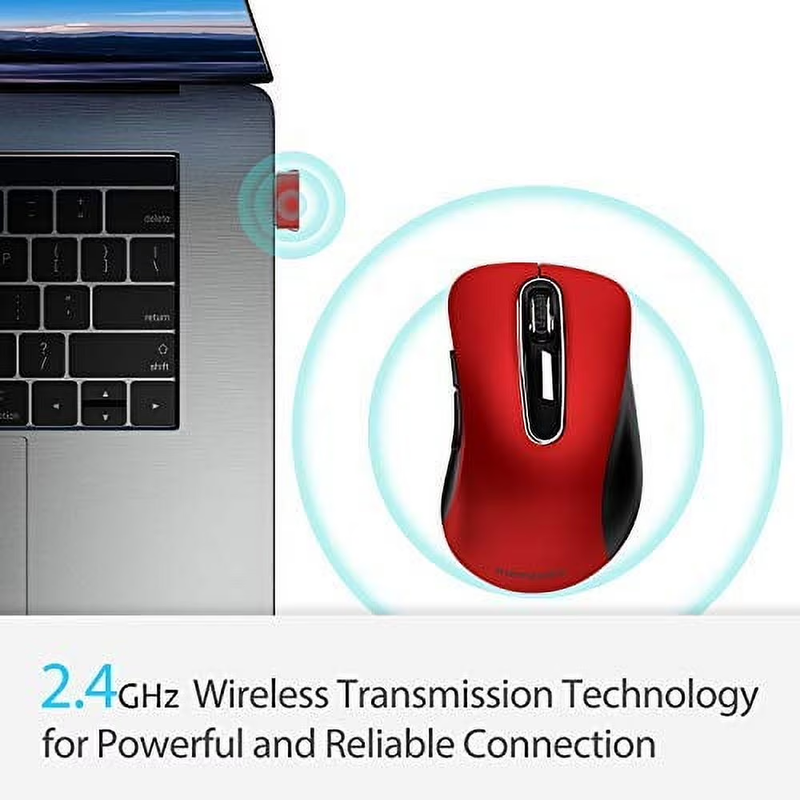 Wireless Optical Mouse 1400 DPI Cordless USB Nano Receiver for PC Laptop Red5