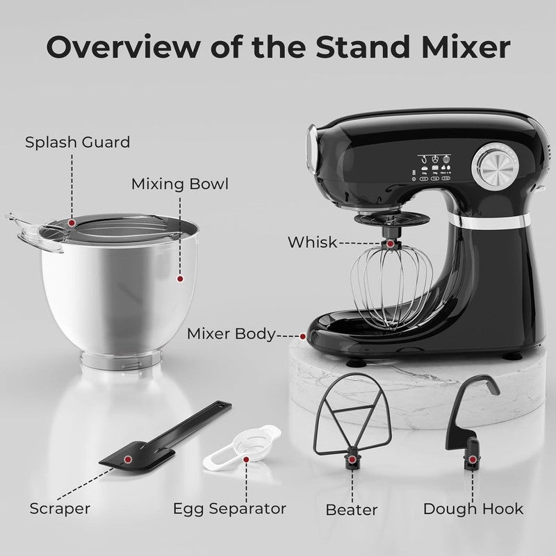 12 Speed Stand Mixer Tilt Head 5.3QT Stainless Steel Bowl Black Baking Mixer4