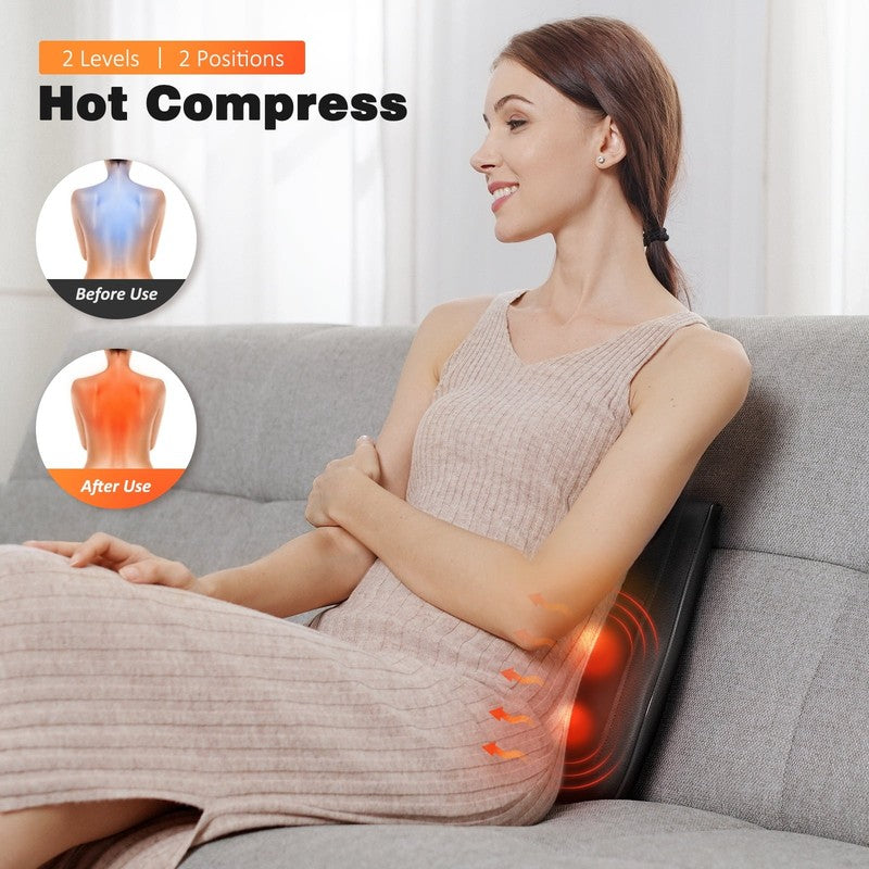Neck & Back Massager with Heat, 3D Deep Kneading Shiatsu Pillow, Black — Gift fo2