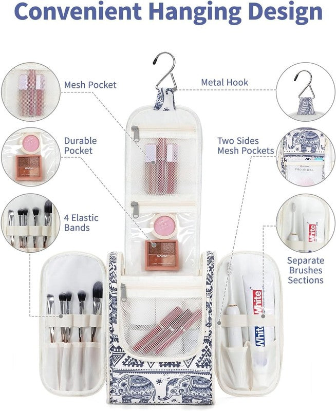 Small Hanging Toiletry Bag Travel Makeup Organizer Medium Elephant1