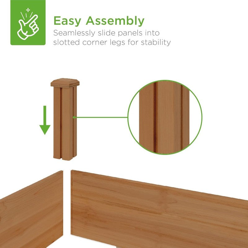 8FT Outdoor Wooden Raised Garden Bed Planter - Acorn Brown for Vegetables2