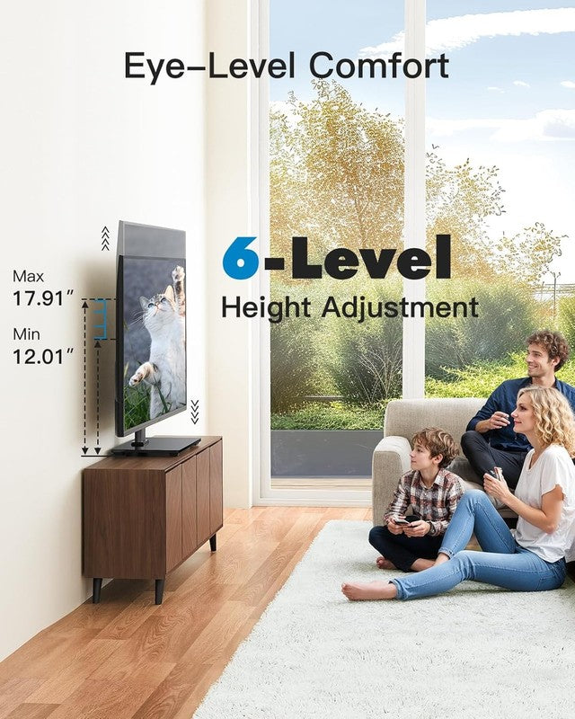 Universal TV Stand for 32–60" TVs, Height Adjustable Mount with Glass Base2