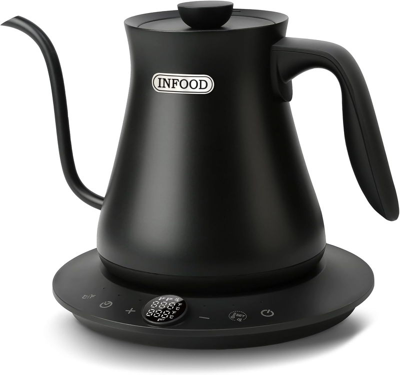 Gooseneck Electric Kettle 0.8L 1200W Stainless Steel Black Temp Control Auto Off9