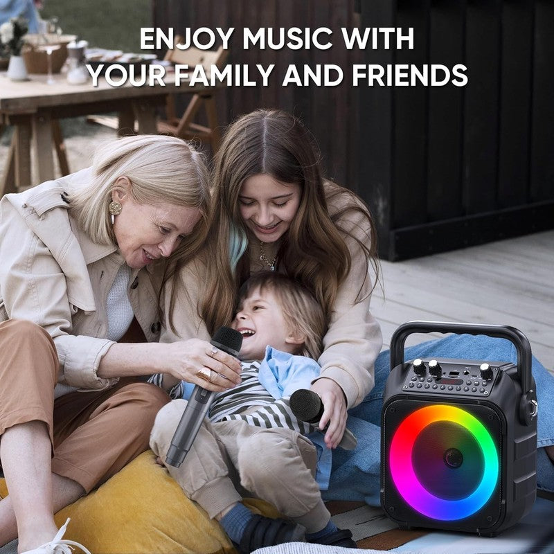 Karaoke Machine, Portable Bluetooth Speaker with 2 Wireless Microphones for Adul8