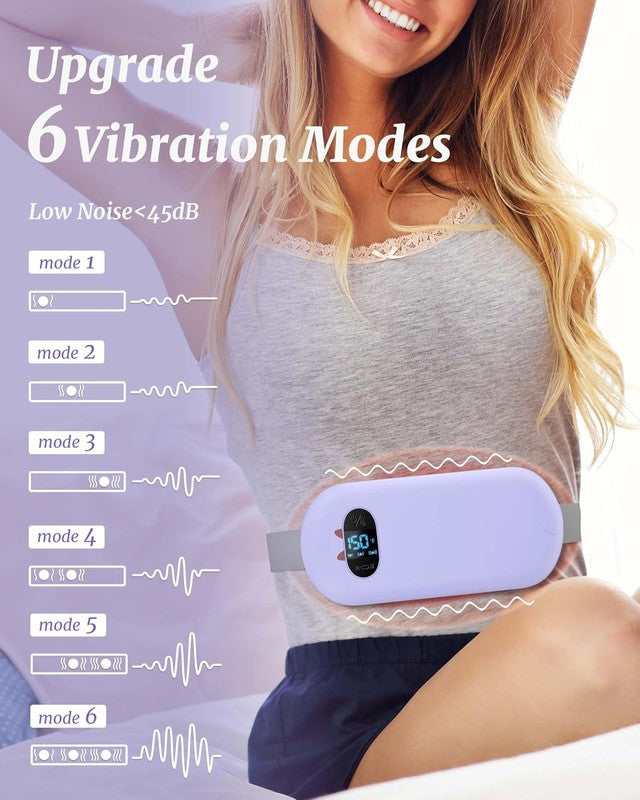 Cordless Heating Pad Back Belt 6 Heat Vibrating Modes Pain Relief Purple4