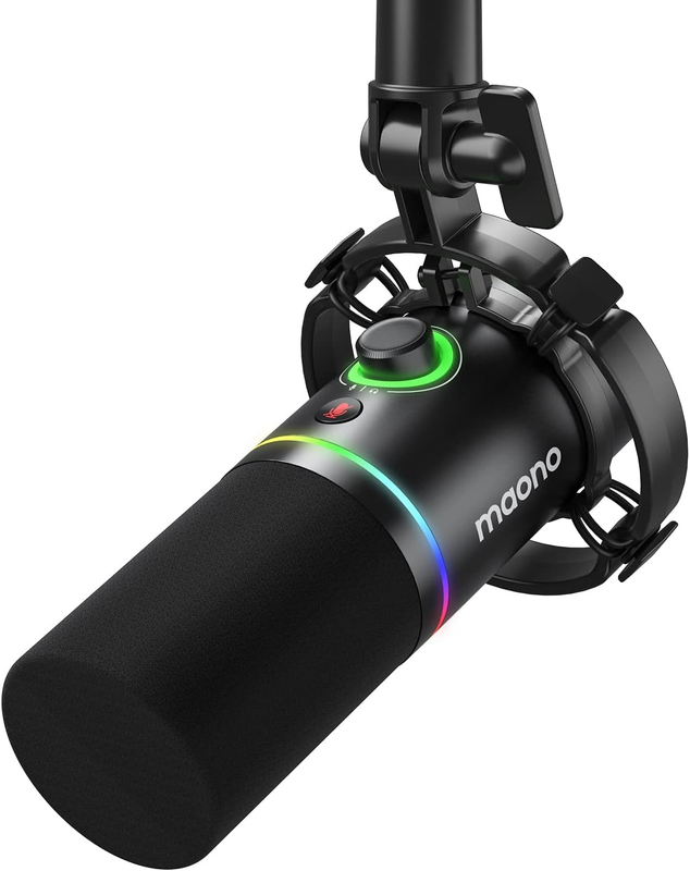 USB/XLR Dynamic RGB Gaming Microphone w/ Mute Gain Monitor PD200X Black9