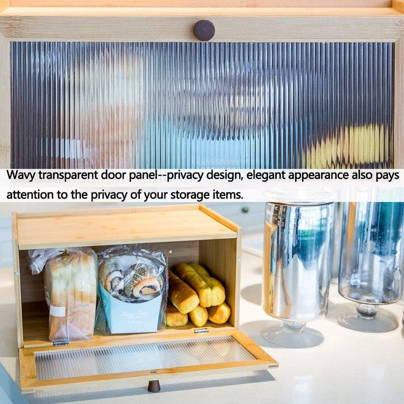 Bamboo Bread Box Large Capacity Farmhouse Bread Storage Container with Window2