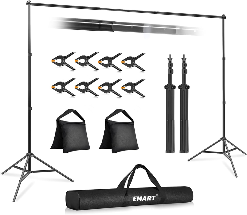 Backdrop Stand 10X7Ft(Wxh) Photo Studio Adjustable Background Stand Support Kit 6