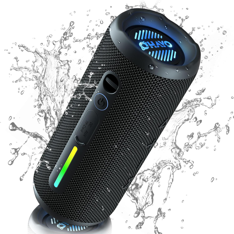 24W Bluetooth Speaker, IPX7 Waterproof, 25H Playtime, Bass Boost, LED Lights0