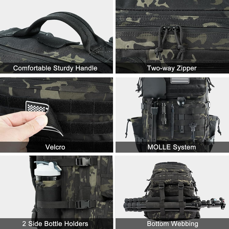 50L Tactical Military Backpack Army Assault Pack Bug Out Bag Water Resistant4
