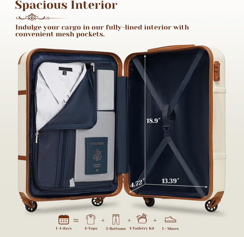 Luggage Set 3 Piece Suitcase Set Carry on Luggage PC Hardside Luggage TSA Lock S4