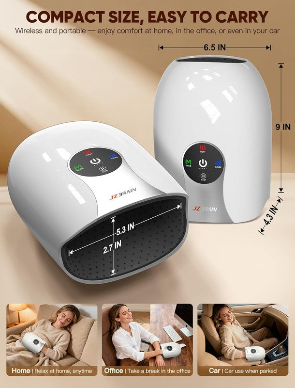 Hand Massager w/ Heat Compression Cordless Arthritis Carpal Tunnel 6 Intensity7