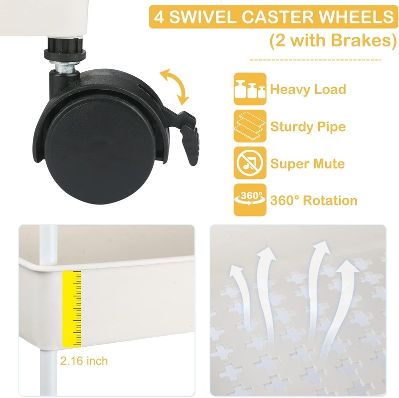 Baby Diaper Caddy, Plastic Movable Cart for Newborn Nursery Essentials Diaper St4