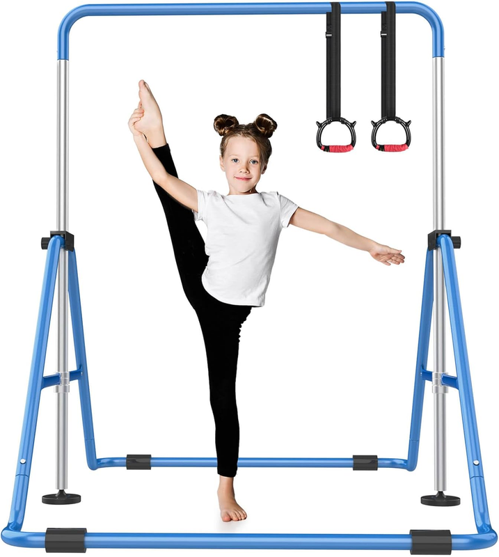 Foldable Kids Gymnastics Bar 5 Height Adjustable Indoor/Outdoor 140lb Limit10