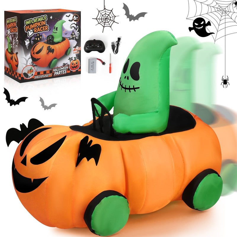 2.6Ft RC Halloween Inflatable Pumpkin Ghost Car Moving Toy Indoor Outdoor10
