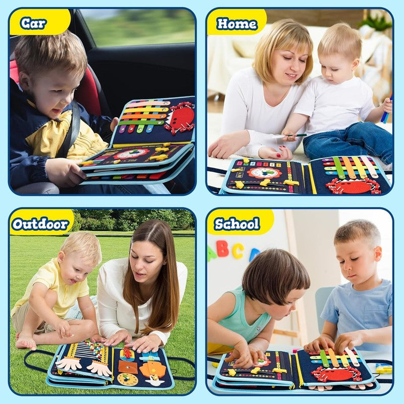 Montessori Toddler Busy Board Book Sensory Travel Learning Toy Fine Motor Skills6