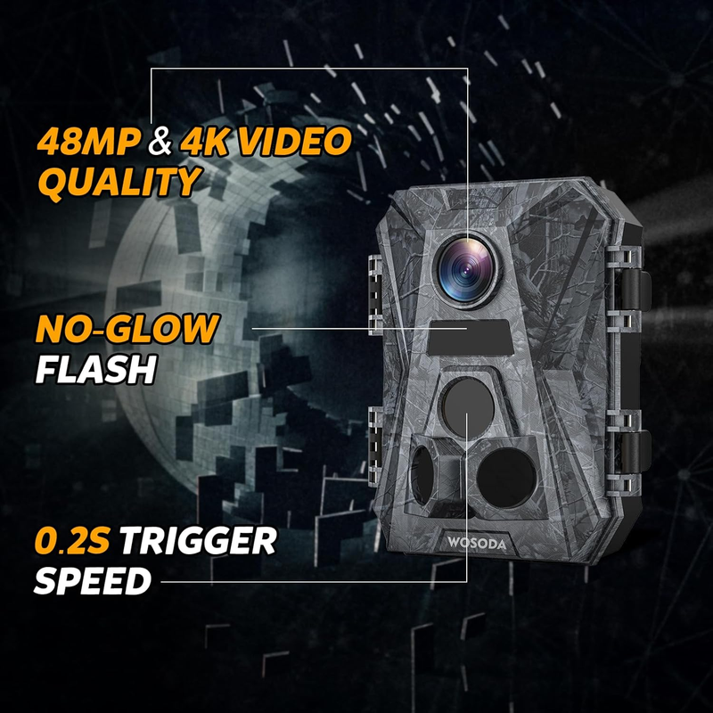 3 Pack 48MP 4K Trail Cameras Night Vision IP66 Motion 120° LCD Wildlife Cam5