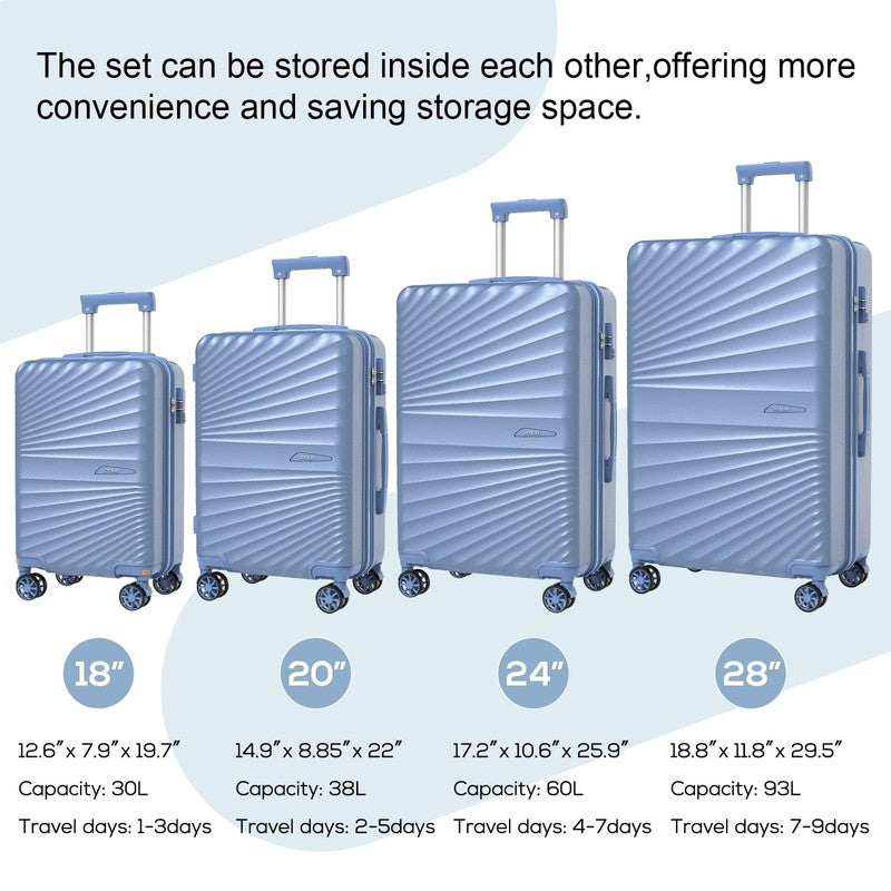 Durable 6 Piece Hardshell Luggage Set TSA Lock Spinner Wheels Tote Bags Included6