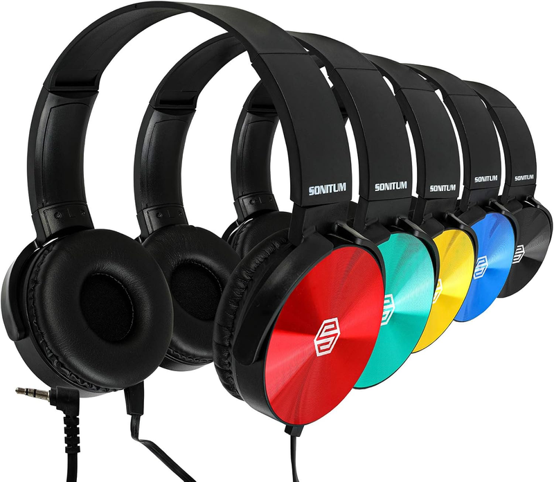 Kids Headphones Bulk 5 Pack, Student on Ear Color Varieties, Comfy Swivel Earpho8