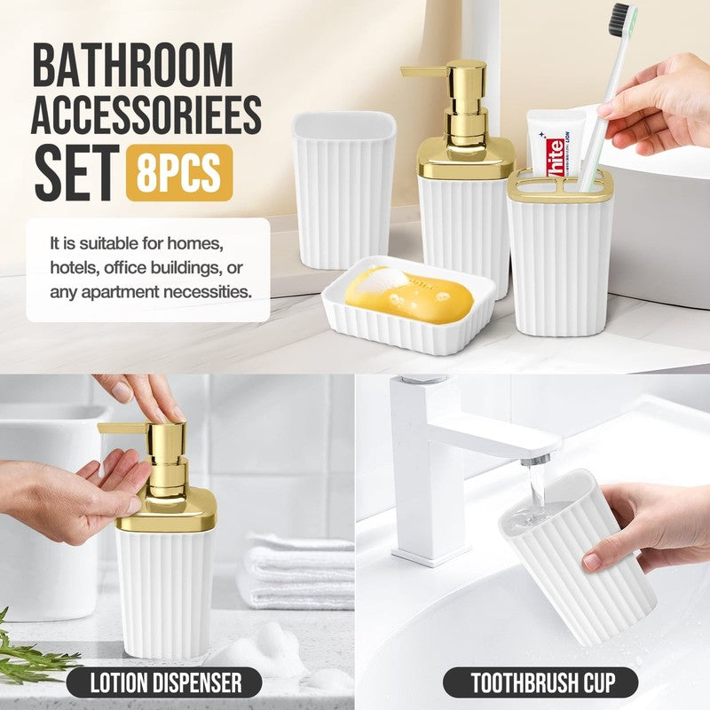 19 Pcs White Bathroom Accessories Sets with Shower Curtain, Specially Designed f4