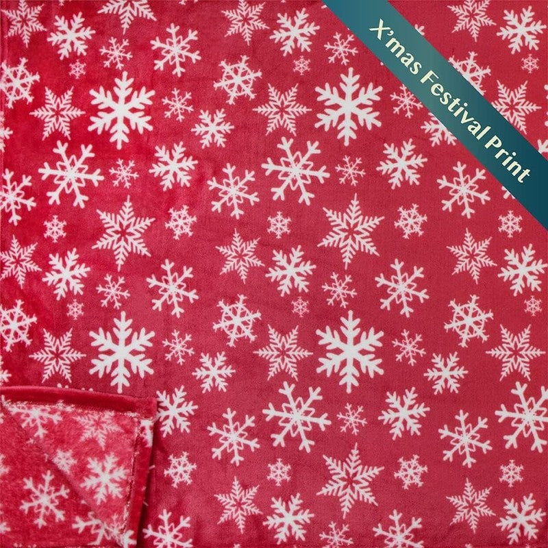 Christmas Throw Blanket Red White Snowflake Fleece Soft Warm Plush 50"x60"3