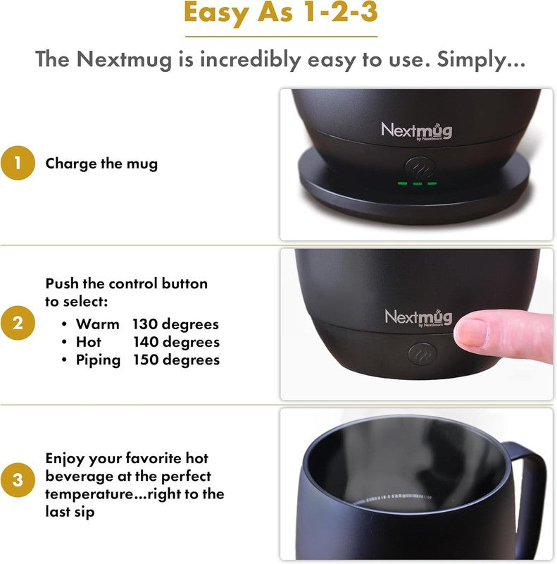 Nextmug   Temperature Controlled, Self Heating Coffee Mug (Black   14 Oz.)3