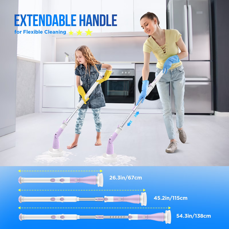 Electric Spin Scrubber Cordless Cleaning Brush Extendable Bathroom Tool5