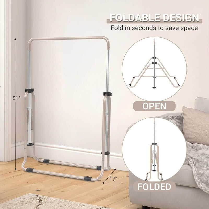 Foldable Kids Gymnastics Bar 5 Height Adjustable Indoor/Outdoor 140lb Limit2