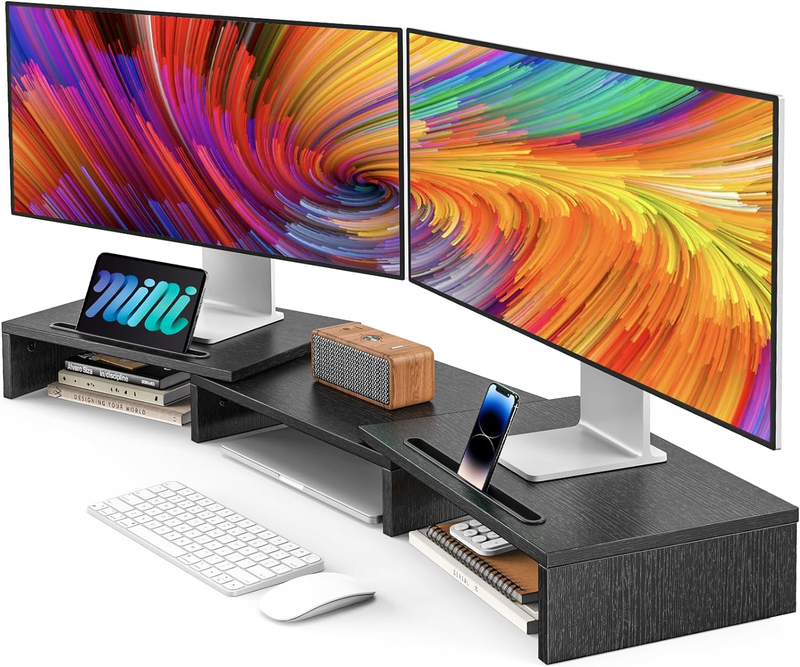 Adjustable Dual Monitor Stand Riser with Organizer for Desk & Laptop7